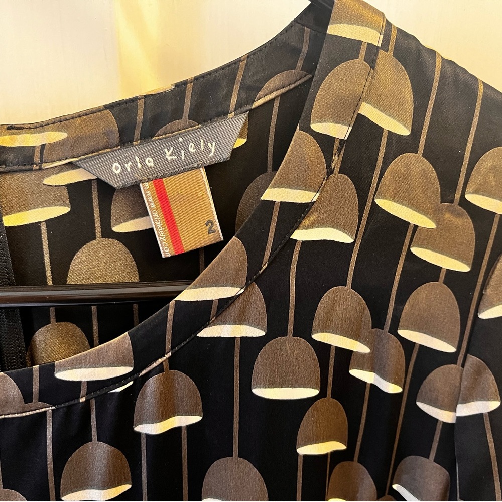 Orla Kiely Silk Lampshade Short Dress with tie